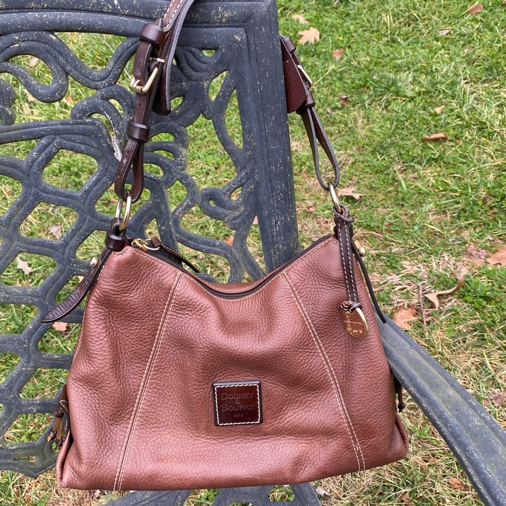 Dooney & Bourke Small Brown Pebbled Leather Hobo - Picture 1 of 8